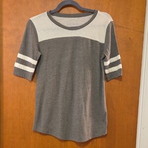 Lucky Brand Green and Cream Tee S